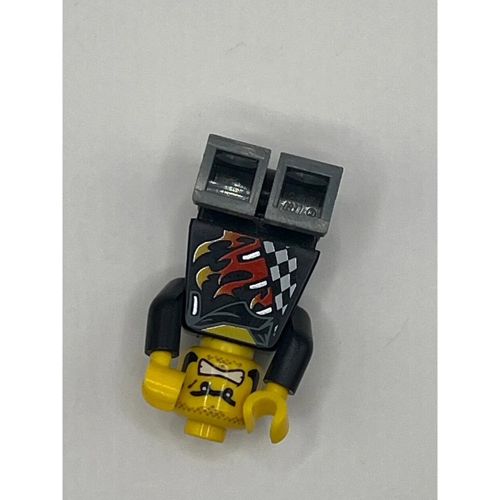 Lego World Racers Minifigure Black Torso Flame Skull Helmet Wr025